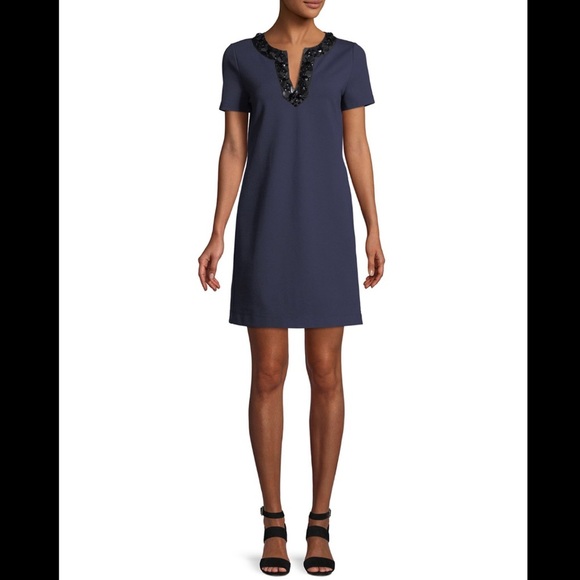 Tory Burch Ayla Embellished Neck Ponte Dres - Picture 2 of 7